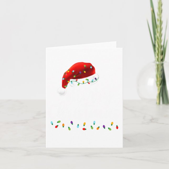 Cartão Merry Christmas Lights Red Santa Hat Xmas Family M (Frente)