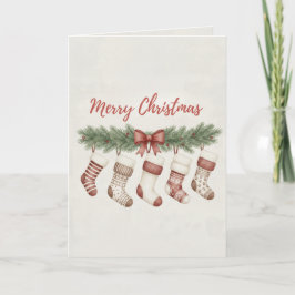 Cartão Merry Christmas Merry Stockings Card Cozy Hanging 