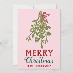 Cartão MERRY CHRISTMAS MistletoBotânico Personalizado