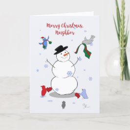 Cartão Merry Christmas Neighbor Snowman Holiday Card     