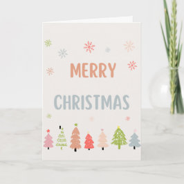 Cartão Merry Christmas pastels snowflakes & Trees