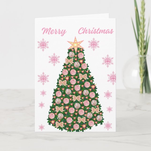 Cartão Merry Christmas pink themed Christmas card (Frente)