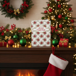 Cartão Merry Christmas Poinsettia Holiday Festive Floral