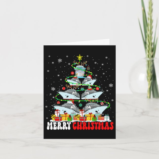Cartão Merry Christmas Reindeer Elf Papais noeis Navios D (Frente)