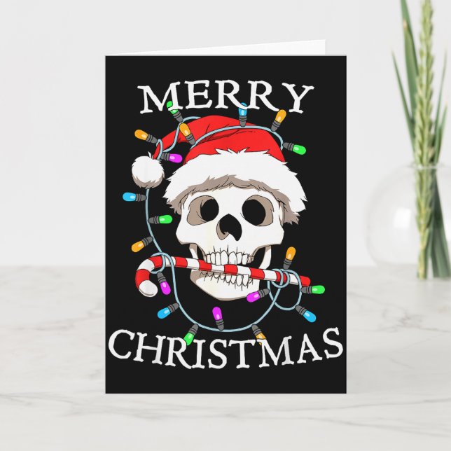 Cartão Merry Christmas Skull Skeleton Men Women  (Frente)