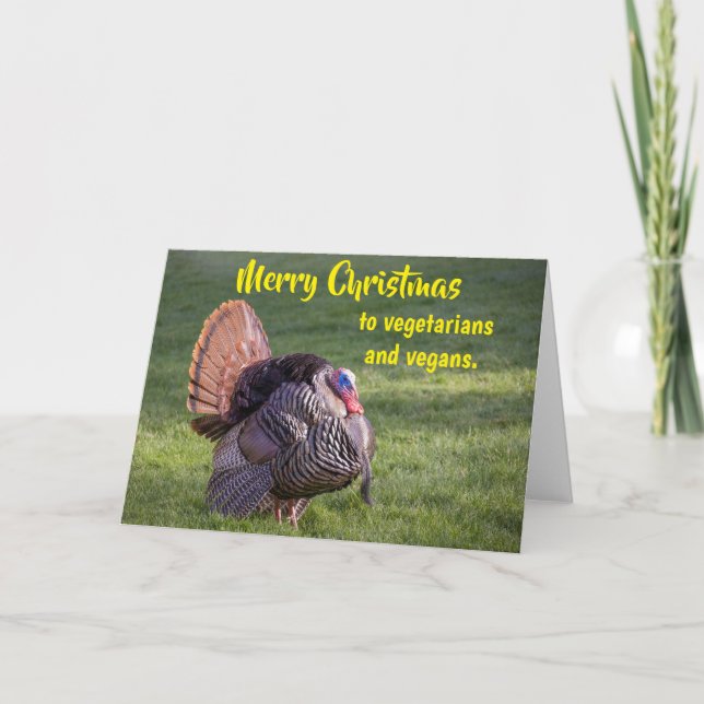 Cartão Merry Christmas to vegetarians and vegans. (Frente)