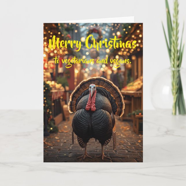 Cartão Merry Christmas to vegetarians and vegans. (Frente)