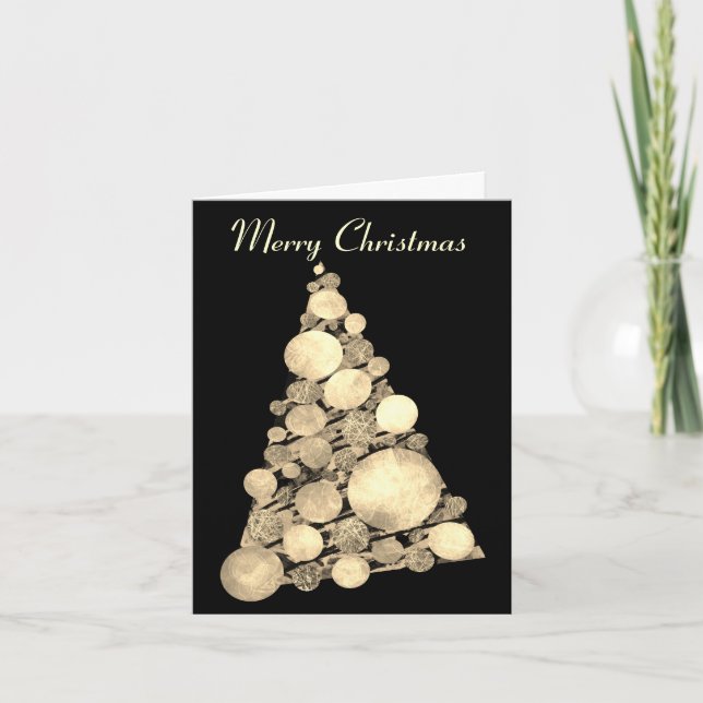 Cartão Merry Christmas Tree Black Holiday Card (Frente)
