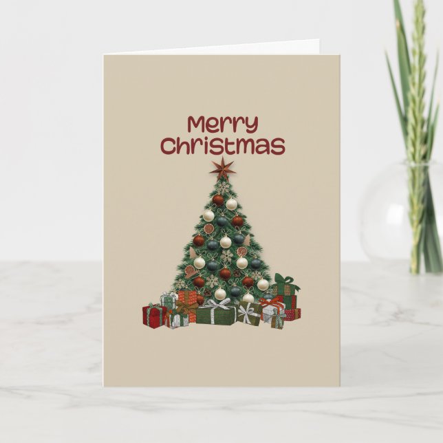 Cartão Merry Christmas Tree Folded Greeting Card (Frente)