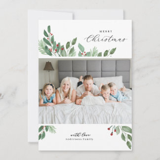 Cartão Merry Christmas Watercolor