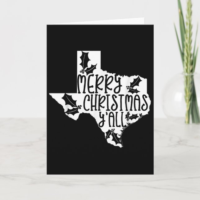 Cartão Merry Christmas Yall Texas Mistletoe White Graphic (Frente)