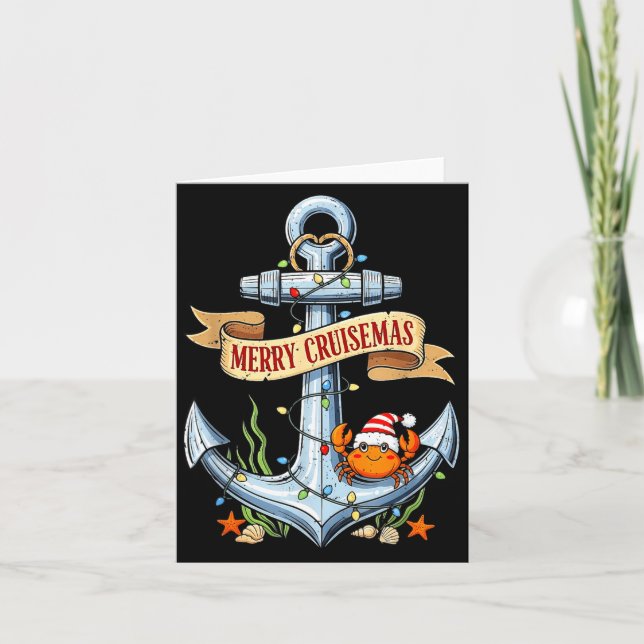 Cartão Merry Cruisemas 2025 Nautical Cruise Christmas Fam (Frente)