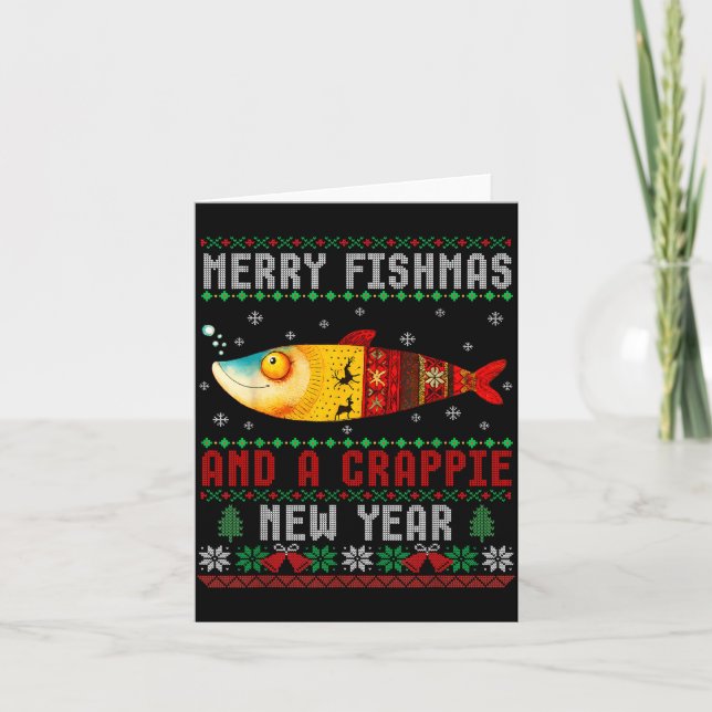 Cartão Merry Fishmas And A Crape New Year Ugly Fisherman  (Frente)