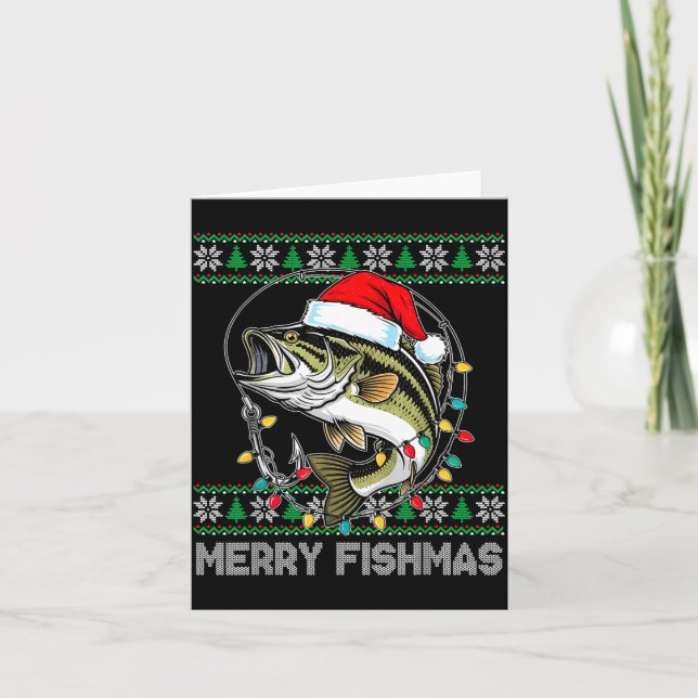 Cartão Merry Fishmas Funny B Fishing Christmas For Women  (Frente)
