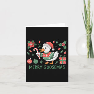Cartão Merry Goosemas Ganso de Natal Boné de Papai Noel L