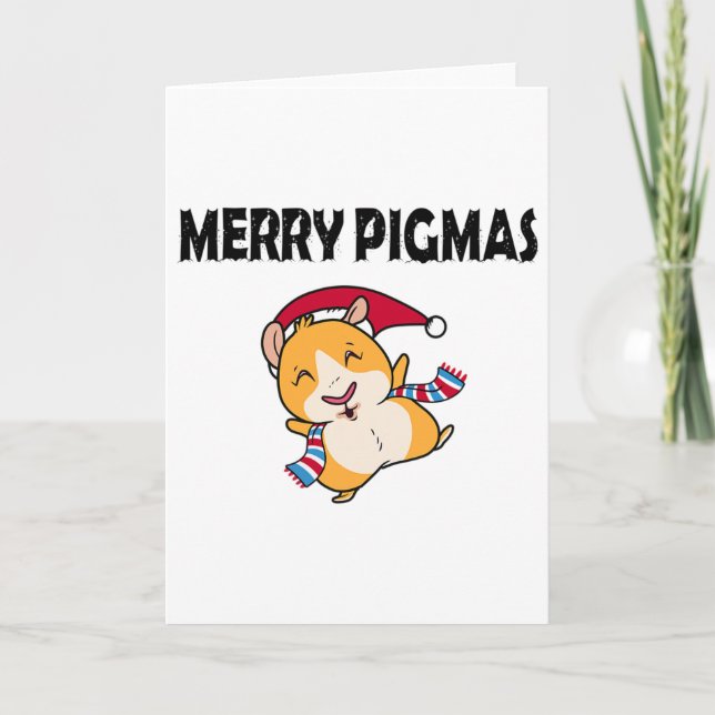 Cartão Merry Pigmas Face Mask Funny Guinea Pig Christmas  (Frente)
