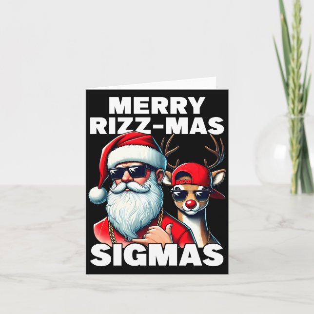 Cartão Merry Rizzmas Sigmas Gen Alpha Funny Christmas San (Frente)