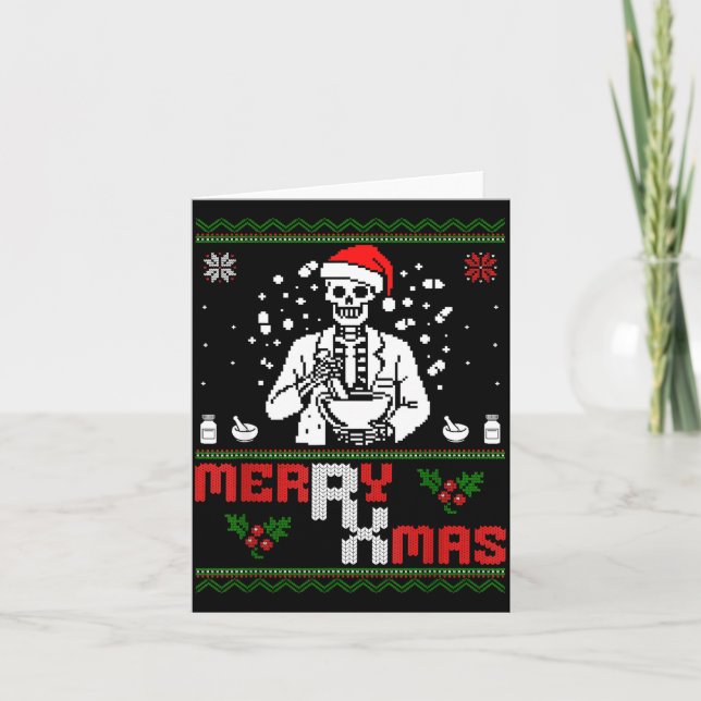 Cartão Merry Rx Mas Skeleton Pharmacist Pharmacy Tech Ugl (Frente)