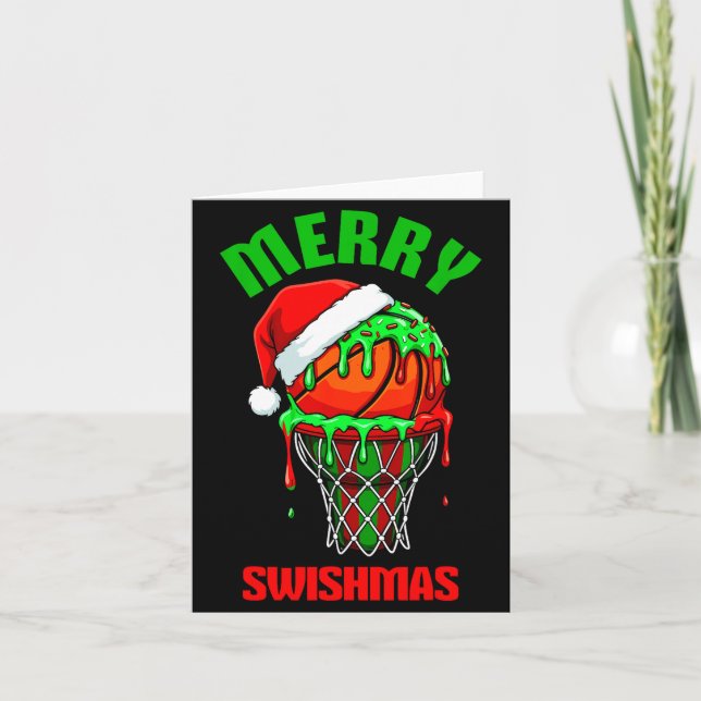 Cartão Merry Swishmas Basketball Ugly Christmas Xmas Men  (Frente)
