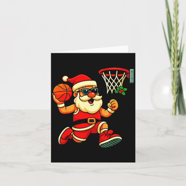 Cartão Merry Swishmas Ugly Christmas Sweater Basketball C (Frente)