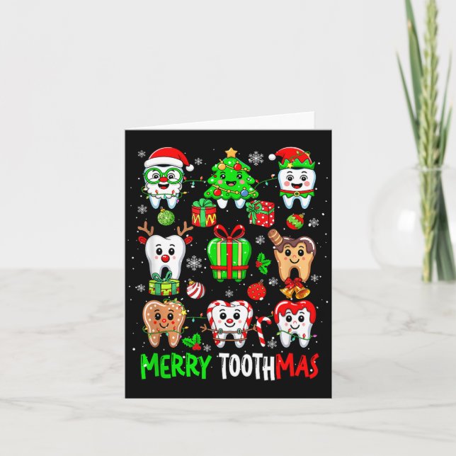 Cartão Merry Toothmas Teeth Collection Santa Reindeer Xma (Frente)