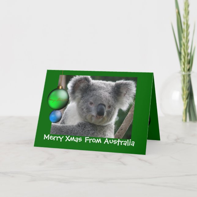 Cartão Merry Xmas Da Austrália Koala (Frente)