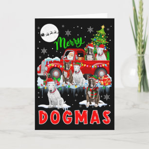 Cartão Merry Xmas Dog Papai noel Touro De Carregando Em P