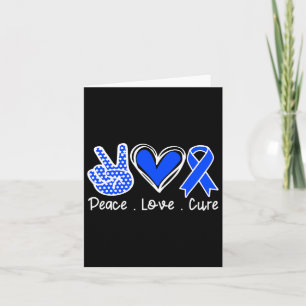 Cartão Mês da Consciência Blue Ribbon Peace Love Cure Fai