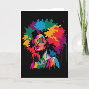 Cartão Mês da História Negra Afro Melanina Dripping Preto