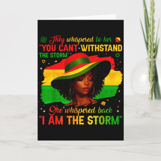 Cartão Mês da História Negra Eu Sou A Tempestade Afro Afr (Frente)