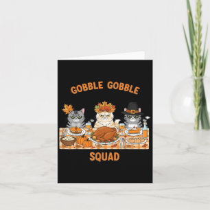 Cartão Mesa de Janto Gobble Gobble Cats de Ação de Graças