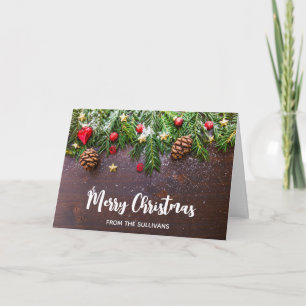 Cartão Mesa de Natal russa com Pine e Neve Natal