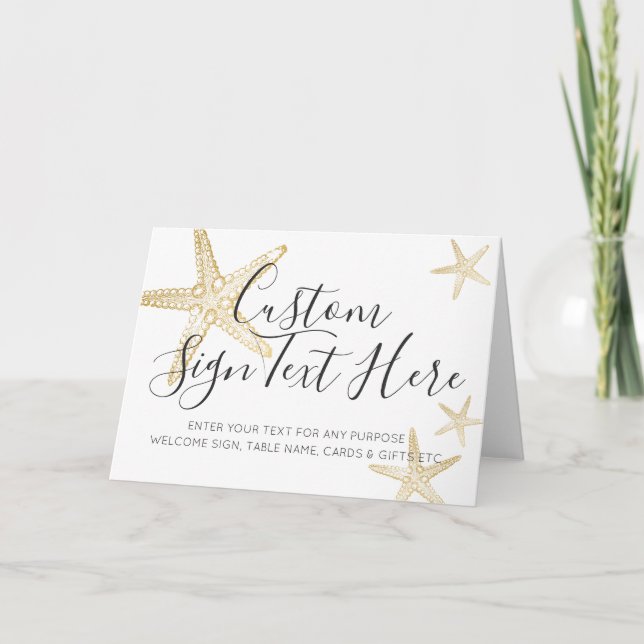 Cartão Mesa de Sinais de Casamento de Destino de Praia de (Frente)