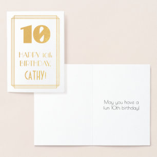 Cartão Metalizado 10.º aniversário: Art Deco Inspirou "10" & Nome