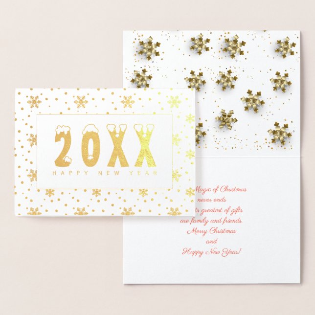 Cartão Metalizado 20XX Feliz Natal e Feliz ano novo! Neve XMAS (Exibição)