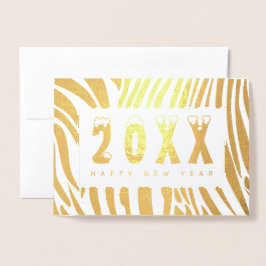 Cartão Metalizado 20XX Feliz Natal e Feliz ano novo! XMAS Zebra