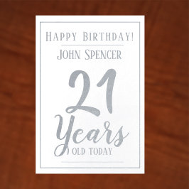 Cartão Metalizado 21 Anos. Na moda Design.