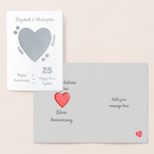 Cartão Metalizado 25 de Silver de Aniversário de Casamento 25 anos