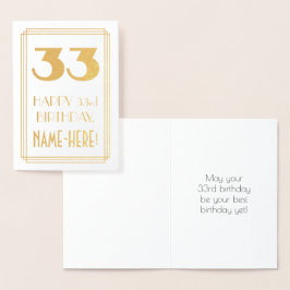 Cartão Metalizado 33. º aniversário: Art Deco Inspirou "33" & Nome