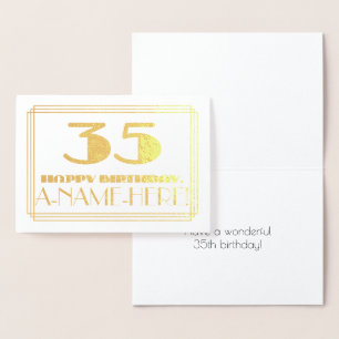 Cartão Metalizado 35º Aniversário; Nome + Visual Inspirado no Art Dé