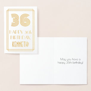 Cartão Metalizado 36.º aniversário - Art Deco Inspira Look "36" &