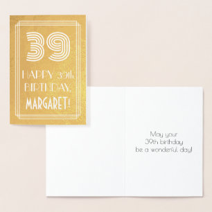 Cartão Metalizado 39º Aniversário – Visual Inspirado no Art Déco "39