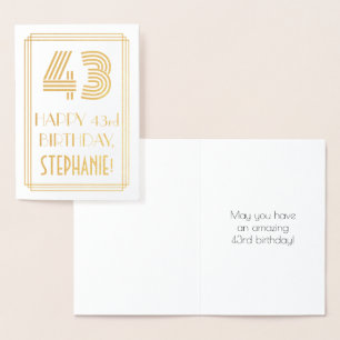 Cartão Metalizado 43º Aniversário - Visual Inspirado em Art Déco "43