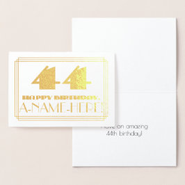 Cartão Metalizado 44 Aniversário; Nome + Arte Deco Inspirou o Olho "