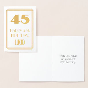 Cartão Metalizado 45.o aniversário: Art Deco inspirou "45" e nome