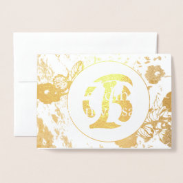 Cartão Metalizado 50º Aniversário de Aniversário de Ouro Foil Floral