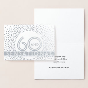 Cartão Metalizado 60 & Sensacional Aniversário Chic Vintage Deco