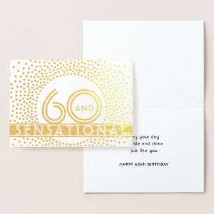 Cartão Metalizado 60 & Sensacional Aniversário Chic Vintage Deco