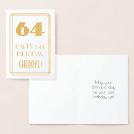Cartão Metalizado 64º Aniversário: Visual Inspirado no Art Deco "64"