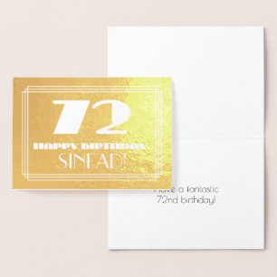 Cartão Metalizado 72.º Aniversário: Nome + Art Deco Inspiraram "72"